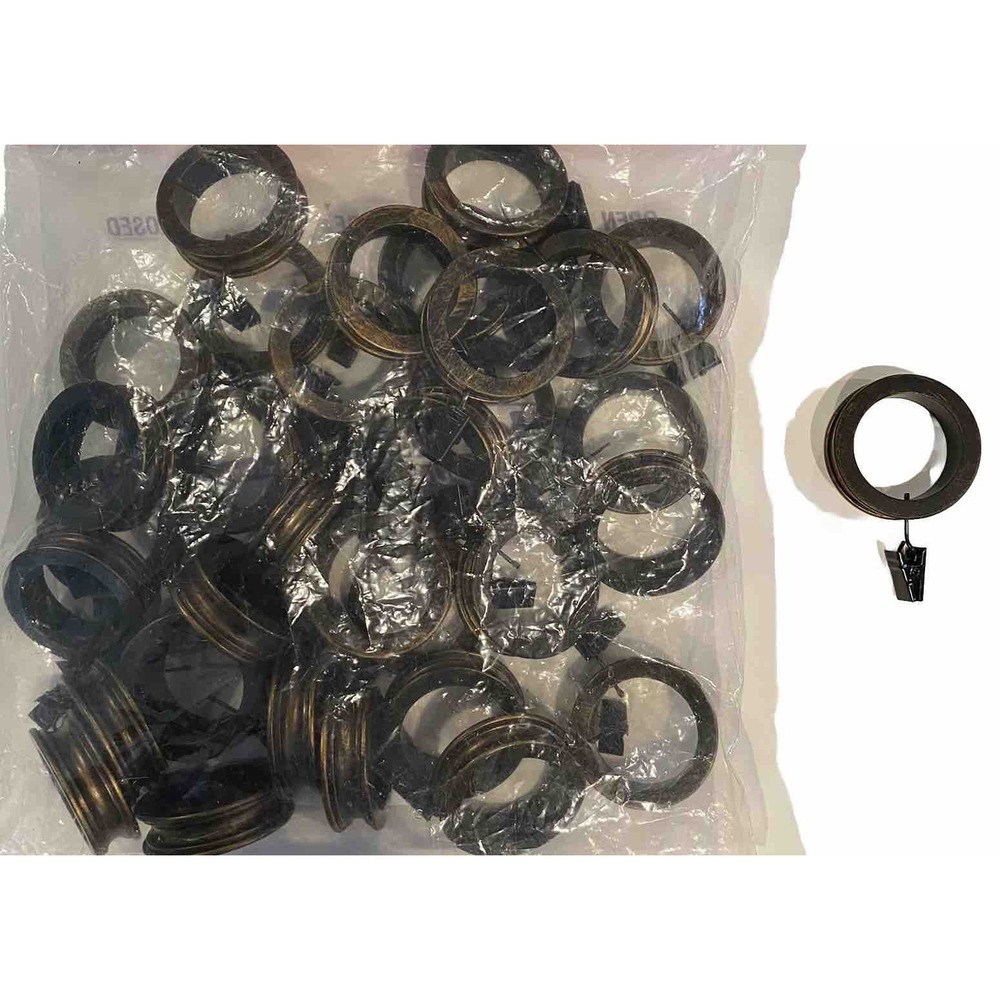 35 Tarnished Gold Resin Clip Curtain Drapery Rod Rings for 1-5/8" rod or under